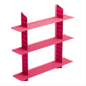 Modular metal wall shelf with freely adjustable shelf height, stylish wall storage for books, decor, home & shop displaypilasterwallshelving,metalpostmountdisplay,wallmounttierrack,retailwalldisplaykit,pilasterstorageunit