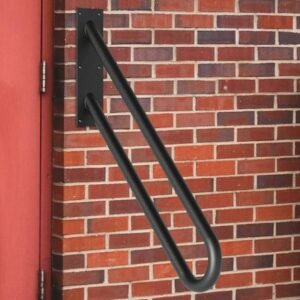 Heavy‑duty U‑shape wall mount handrail, black powder coated metal stair grab bar for indoor outdoor 1‑3 steps porch, entryway, garage safety supportwall mount u shape handrail, porch grab bar, stair handrail for 1‑3 steps, outdoor stair grab bar, wall mounted stair railing, metal safety handrail, entryway hand rail, black powder coated handrail
