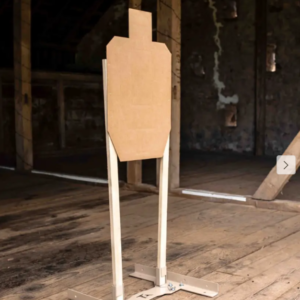 Heavy‑duty cardboard target base, foldable steel target stand for USPSA IPSC IDPA. Sturdy paper target holder, essential outdoor shooting range accessories for practice & competition.