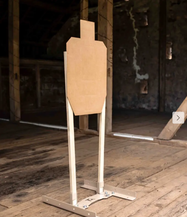 Heavy‑duty cardboard target base, foldable steel target stand for USPSA IPSC IDPA. Sturdy paper target holder, essential outdoor shooting range accessories for practice & competition.